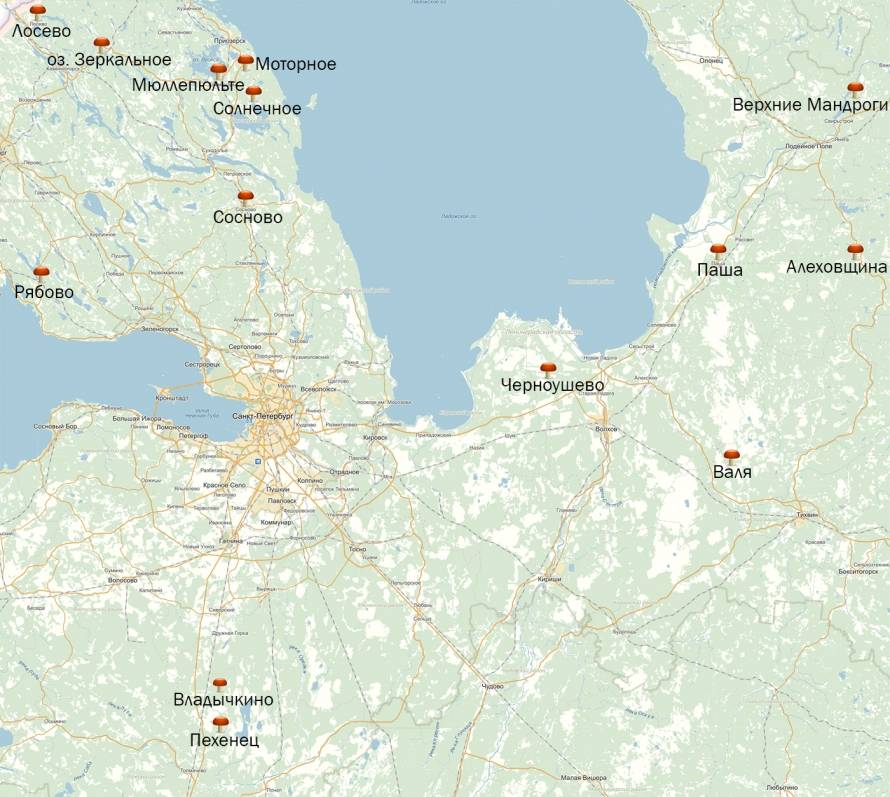 Грибная карта ленинградской области